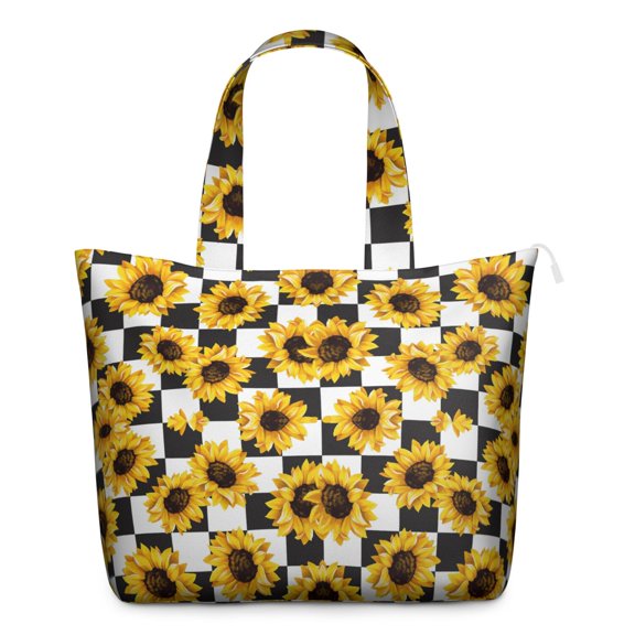 Sunflower and Bee Illustration Weekender Bag - Durable Travel Tote with Zipper Closure, Rustic Farmhouse Design, Perfect for Overnight Trips