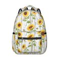 thumbnail image 1 of Sunflower and Bee White Pattern Backpack for School, Cute School Bag with Adjustable Shoulder Straps and Padded Back, 15.3"x11"x7.1", 1 of 5