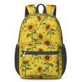 thumbnail image 1 of Sunflower and Bee Yellow Pattern 17" Waterproof Oxford School Backpacks for Teens, S-Shape Padded Straps, for School, Travel, Hiking, Camping, 1 of 5