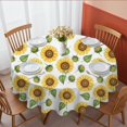 thumbnail image 1 of Sunflower and Bud White Pattern Round Tablecloth 60"x60", Wrinkle Resistant Wipeable Table Cover for Kitchen Dining Room Picnic Patio and Party, 1 of 4