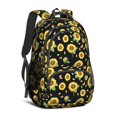 thumbnail image 1 of Sunflower and Butterfly Black Pattern Cute School Backpack Bag with Padded Back and Adjustable Shoulder Straps 16.9 X 12.6 X 5.9 Inches, 1 of 5