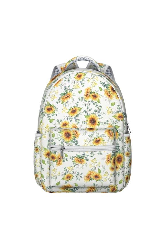 Sunflower and Butterfly Design School Backpack for Students Durable and Adjustable Strap Backpack with Artistic Yellow Floral Pattern