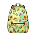 thumbnail image 1 of Sunflower and Butterfly Green Pattern Backpack for School, Cute School Bag with Adjustable Shoulder Straps and Padded Back, 15.3"x11"x7.1", 1 of 5