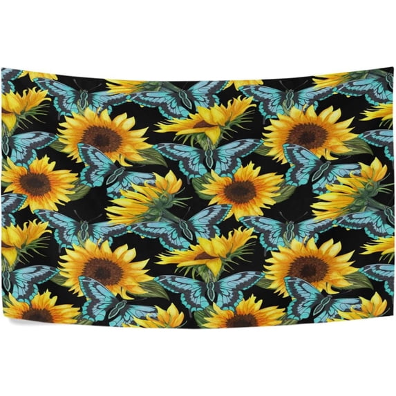 Sunflower and Butterfly Tapestry Aesthetic Tapestry Wall Hanging 90" x 60" Inches Home Decor Gifts