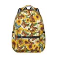 thumbnail image 1 of Sunflower and Butterfly Yellow Pattern Backpack for School, Cute School Bag with Adjustable Shoulder Straps and Padded Back, 15.3"x11"x7.1", 1 of 5