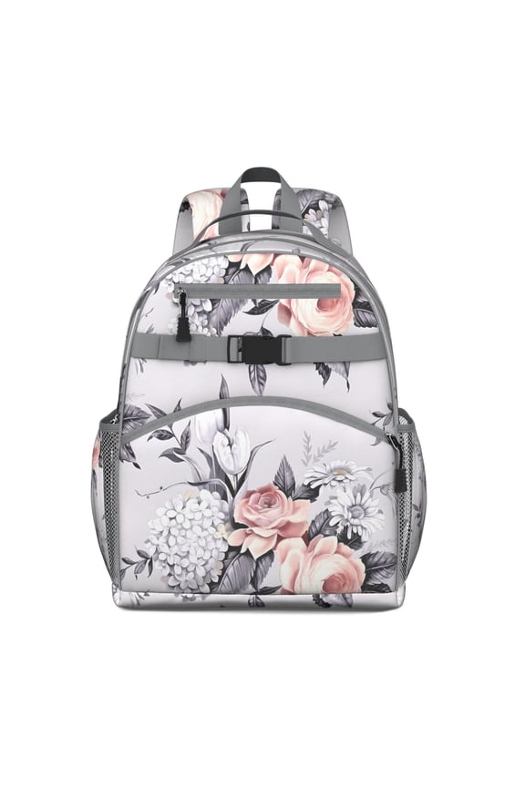 Sunflower and Daisy Floral Print School Backpack Lightweight Adjustable Straps Chest Buckle Spacious Durable Bookbag for Student and Students
