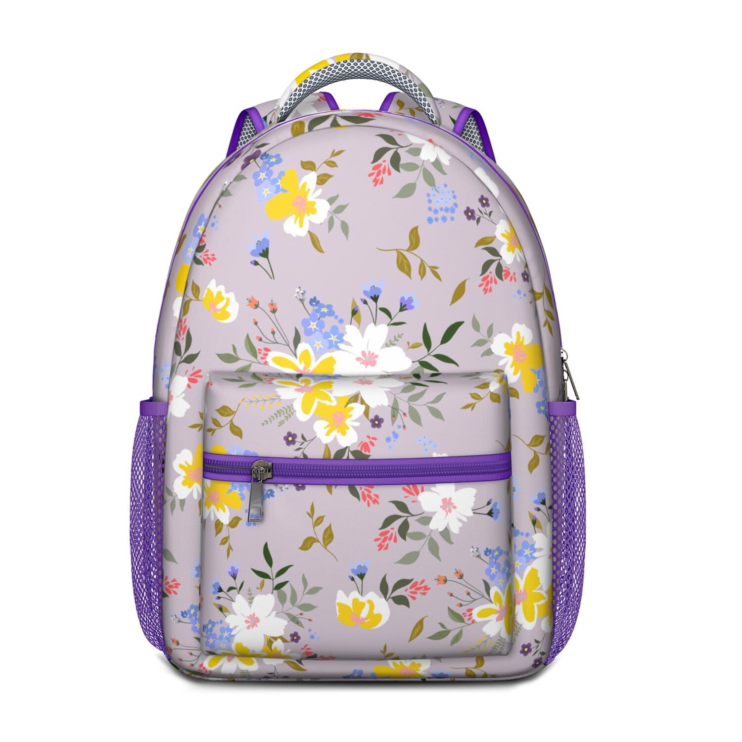 Sunflower and Daisy Print Backpack - Waterproof Ergonomic Backpack for College Students