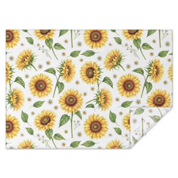 Sunflower and Daisy White Pattern Waterproof Tablecloth, Rectangular Restaurant Table Linen Oil Repellent Gift Ideas for Home Restaurant,60"x84"