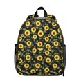 thumbnail image 1 of Sunflower and Geometric Black Pattern Backpack for School, Cute School Bag with Adjustable Shoulder Straps and Padded Back, 13.8"x11.4"x6", 1 of 5