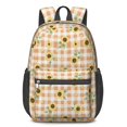 thumbnail image 1 of Sunflower and Gingham Pink Pattern 17" Waterproof Oxford School Backpacks for Teens, S-Shape Padded Straps, for School, Travel, Hiking, Camping, 1 of 5