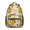 thumbnail image 1 of Sunflower and Hydrangea Cream Pattern Backpack for School, Cute School Bag with Adjustable Shoulder Straps and Padded Back, 15.3"x11"x6.7", 1 of 5