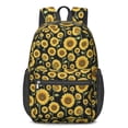 thumbnail image 1 of Sunflower and Leaf Black Pattern 17" Waterproof Oxford School Backpacks for Teens, S-Shape Padded Straps, for School, Travel, Hiking, Camping, 1 of 5
