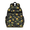thumbnail image 1 of Sunflower and Leaf Black Pattern Cute School Backpack Bag for School with Padded Back and Adjustable Shoulder Straps 15.25"x11.5"x5.25", 1 of 5