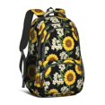 thumbnail image 1 of Sunflower and Narcissus Black Pattern Cute School Backpack Bag with Padded Back and Adjustable Shoulder Straps 16.9 X 12.6 X 5.9 Inches, 1 of 5