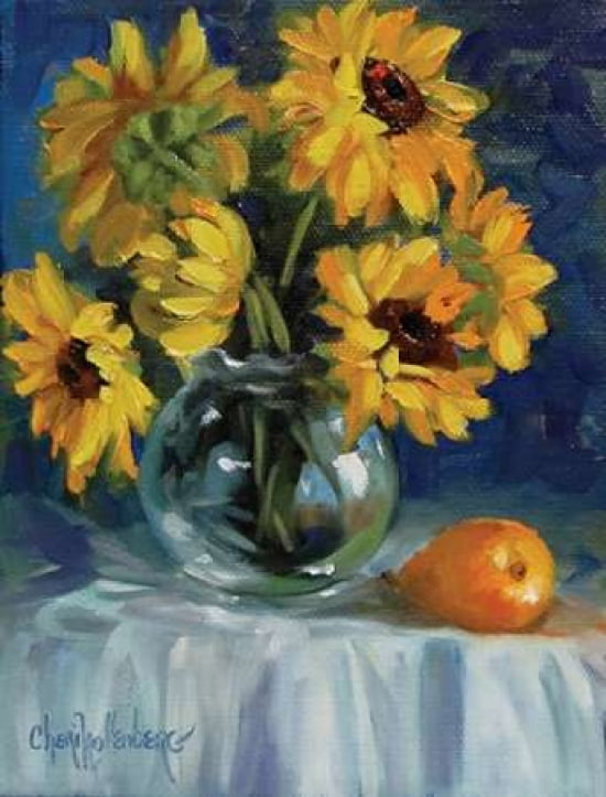 Sunflower and Pear Canvas Art - Cheri Wollenberg (18 x 24)