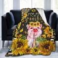 thumbnail image 1 of Sunflower and Pig Blanket Floral Print Throw Blanket Ultra-Soft Flannel Blanket for Teens Adults 50"x40", 1 of 5