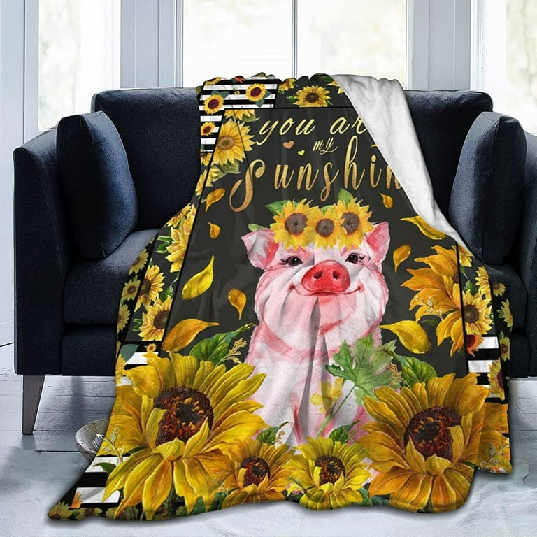 Sunflower and Pig Blanket Floral Print Throw Blanket Ultra Soft Flannel Blanket for Teens Adults 50 x40 Walmart