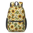 thumbnail image 1 of Sunflower and Seed Cream Pattern 17" Waterproof Oxford School Backpacks for Teens, S-Shape Padded Straps, for School, Travel, Hiking, Camping, 1 of 5