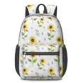 thumbnail image 1 of Sunflower and Small Flower White 17" Waterproof Oxford School Backpacks for Teens, S-Shape Padded Straps, for School, Travel, Hiking, Camping, 1 of 5