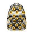thumbnail image 1 of Sunflower and Stripe Black Pattern Backpack for School, Cute School Bag with Adjustable Shoulder Straps and Padded Back, 15.3"x11"x7.1", 1 of 5
