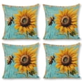 thumbnail image 1 of Sunflower bee linen throw pillowcase decoration pillowcase gifting preferred 18x18 inch cushion cover 4 sets sofa pillowcase sofa bedroom living room car, 1 of 8