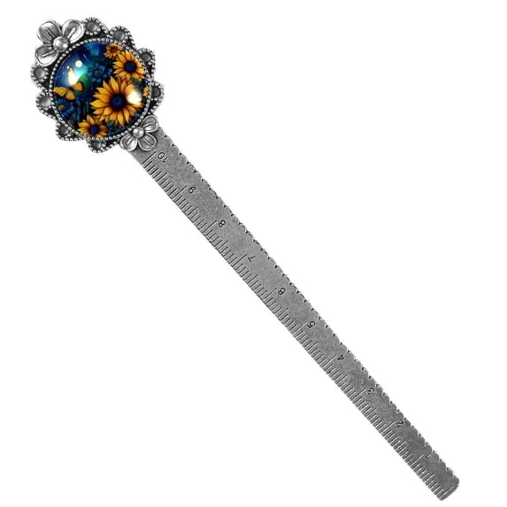 Sunflower butterfly Vintage Silver Lace-Edged Bookmark: a Delightful Gift for Readers and Book Lovers
