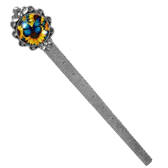 Sunflower butterfly Vintage Silver Lace-Edged Bookmark: a Gift for Readers and Book Lovers