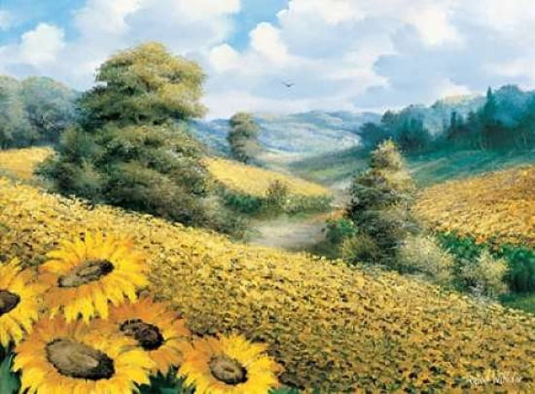 Sunflower hill Canvas Art - Reint Withaar (18 x 24)