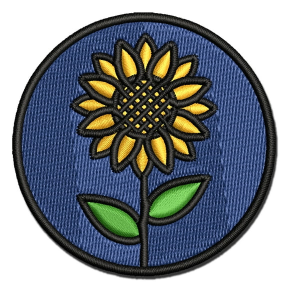 Sunflower in Circle Applique Multi-Color Embroidered Iron-On Patch - 2.0 Inch Mini