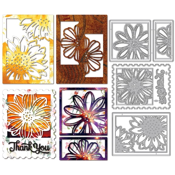 Sunflower oto Frame Die Cuts for Card Making Floral Stamps Embossing Metal Cutting Dies Natural Flowers Paper Craft Die Cuts Stencils
