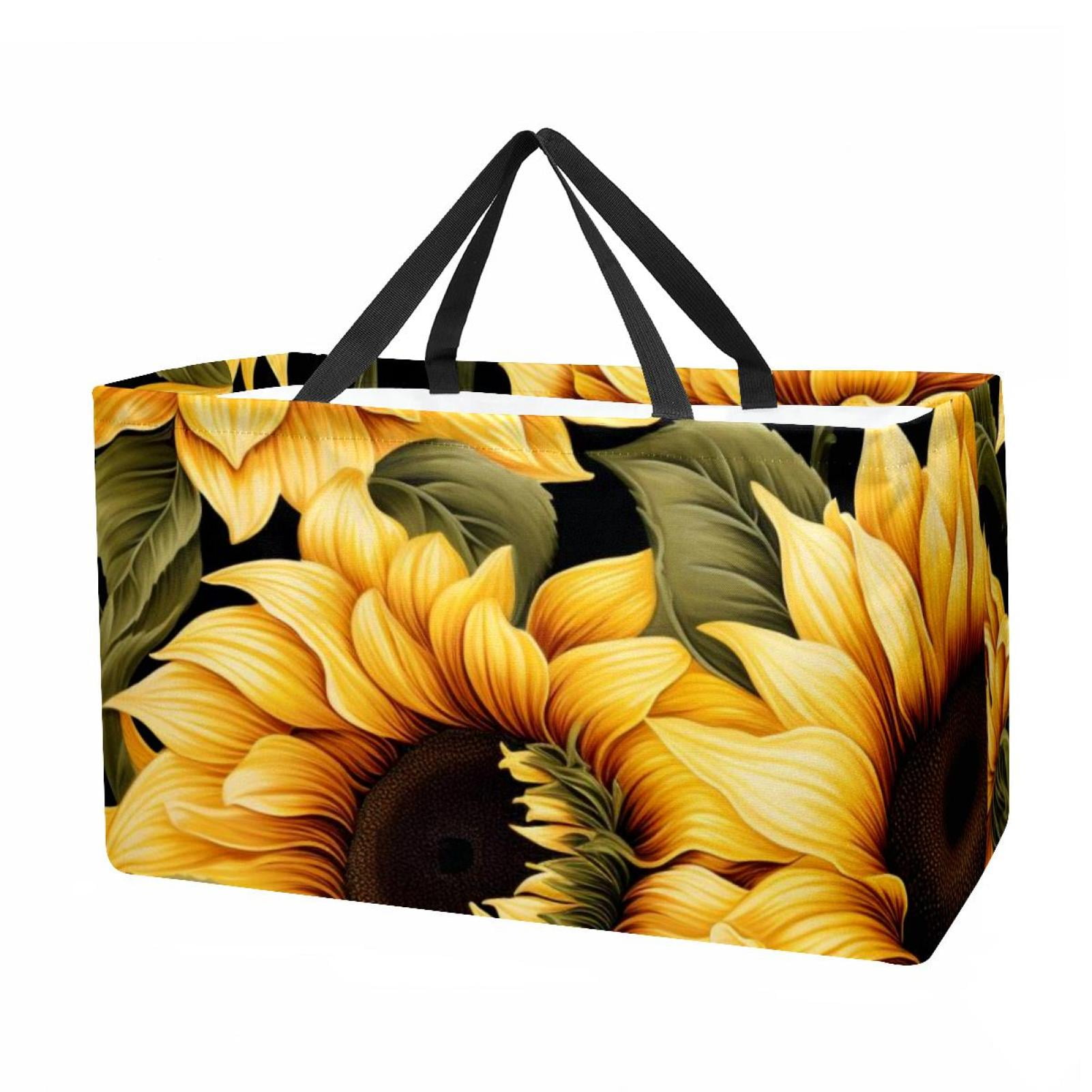 Sunflower seamless printing Collapsible Oxford Cloth Storage Bin