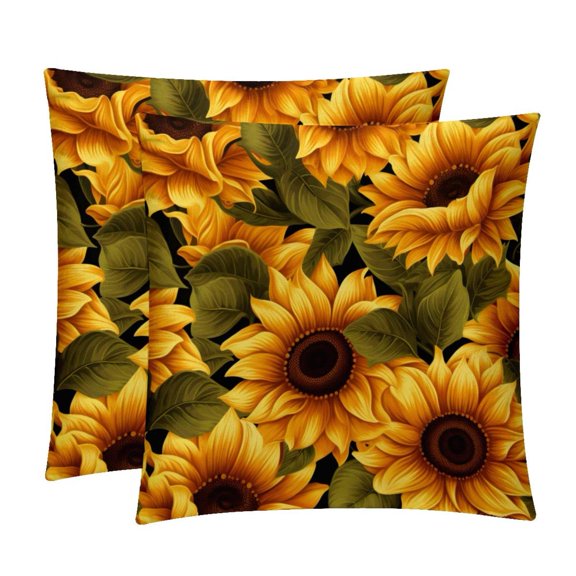 Sunflower seamless printing Inserts Set - 2-Pack Decorative Pillows with Unique Patterns for Throw Pillow Covers for Home Decor, Sofa, Bed - Available in 16x16, 18x18 & 20x20