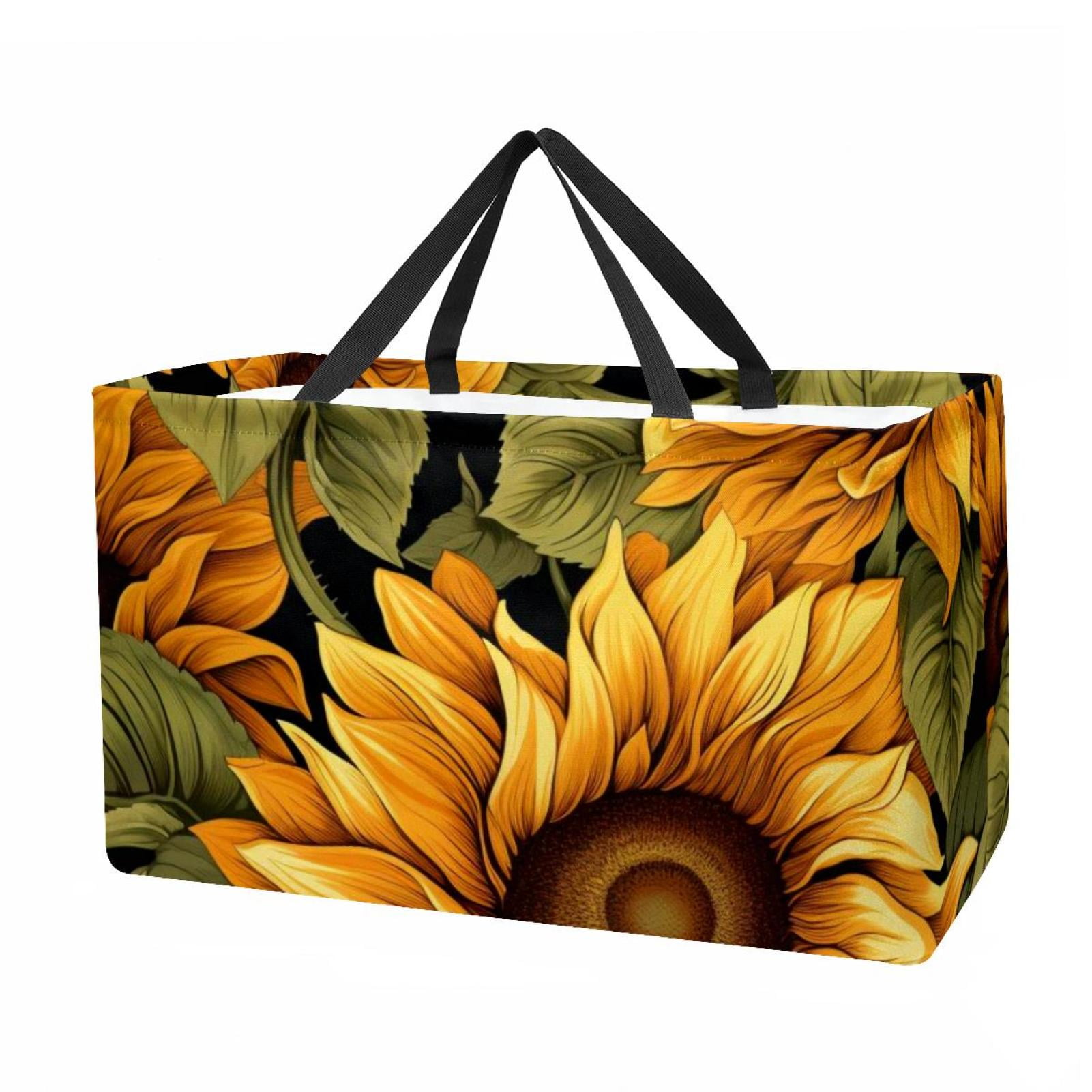 Sunflower seamless printing Large Capacity Reusable Foldable Laundry