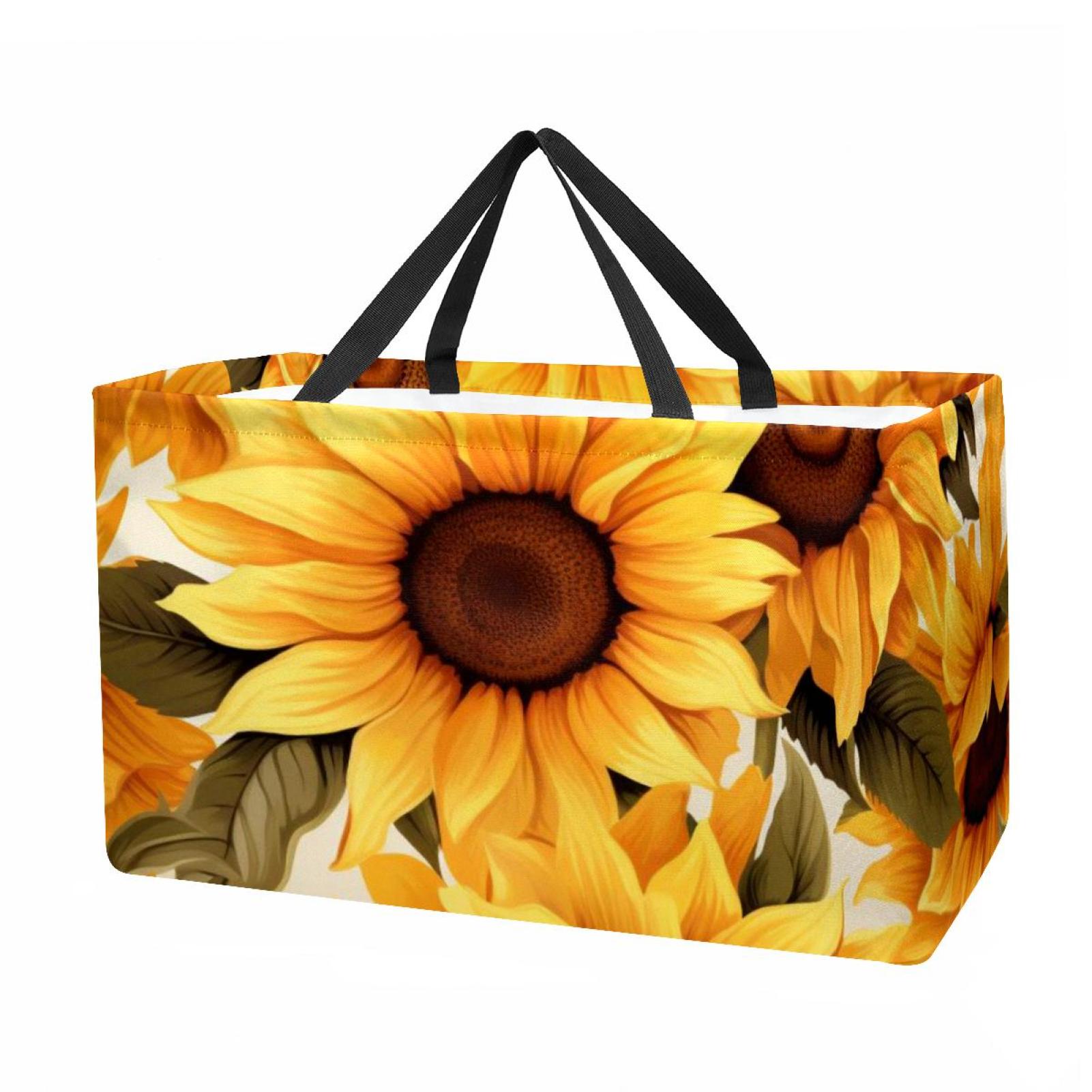 Sunflower seamless printing Large Foldable Oxford Cloth Tote Bag Cube ...