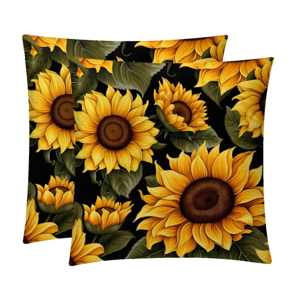 Sunflower seamless printing Velvet Throw Pillow Covers Set of 2 - Unique Patterns, 16x16/18x18/20x20 Inches,for Home Decor, Sofa, Bed - Pillow Inserts Included