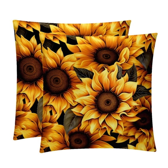 Sunflower seamless printing Velvet Throw Pillow Covers with Unique Patterns - Set of 2 Throw Pillow Inserts Included for Home Decor, 16x16, 18x18, 20x20 Inches