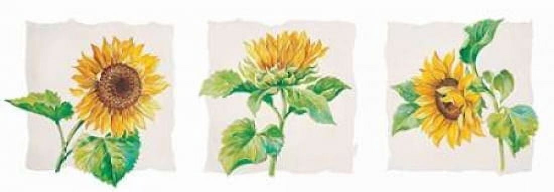 Sunflower triptych Canvas Art - Krysztov Kumorek (8 x 24)