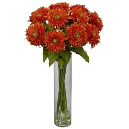 Sunflower with Cylinder Silk Flower Arrangement, Orange