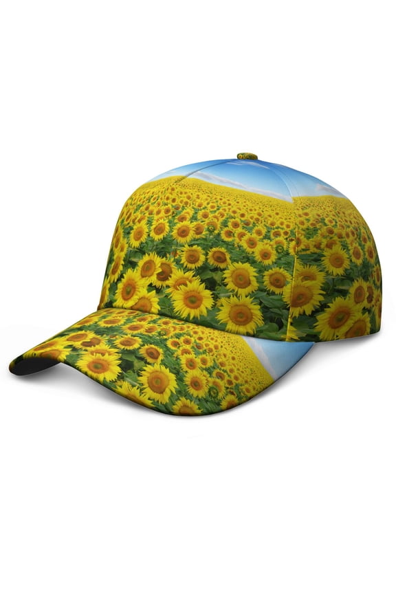 Sunflower with Inspirational Quote Baseball Cap – Boho Dad Hat Featuring Bright Yellow Bloom and Rustic Floral Pattern, Adjustable Snapback