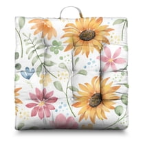 Sunflower with Inspirational Quote Floor Pillow - Thick Zabuton for Minimalist Home Decor