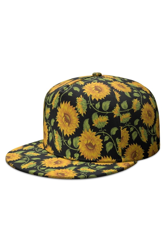 Sunflower with Inspirational Quote Snapback Hat - Unisex Adjustable Flat Visor Cap - Boho Vintage Aesthetic
