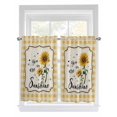 thumbnail image 1 of Sunflowers 2 Panel Kitchen Curtains for Windows, Yellow Floral Botanical Checkered Rustic Bathroom Privacy Curtain, Home Décor Window Treatment for Bedroom/Living Room 55"x45", 1 of 6