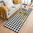 thumbnail image 1 of Sunflowers 2'x6' Runner Rug, Spring Summer Bees Floral Black Plaid Washable Non-Slip Area Rugs for Hallway Kitchen Floor Bedroom Entryway, StainResistant Laundry Carpet Decoration Indoor Mat, 1 of 9