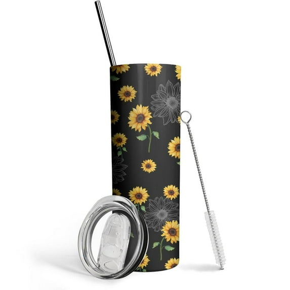 Sunflowers 20 Oz Insulated Stainless Steel - Double Wall Vacuum Insulated Tumbler- Birthday Gifts for Mom Sister Friends Women