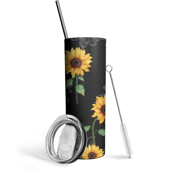 Sunflowers 20 Oz Insulated Stainless Steel - Double Wall Vacuum Insulated Tumbler- Birthday Gifts for Mom Sister Friends Women