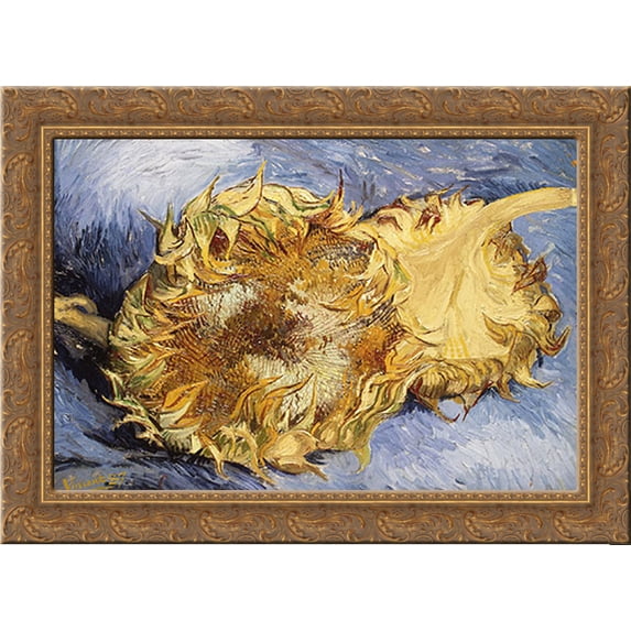 Sunflowers 24x19 Gold Ornate Wood Framed Canvas Art by Van Gogh, Vincent