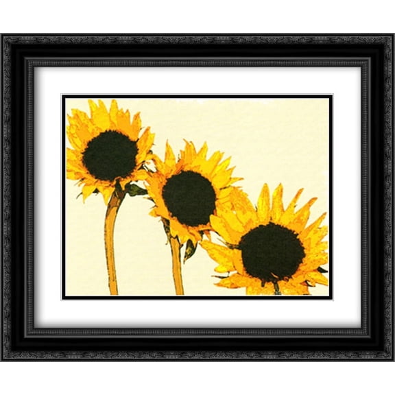 Sunflowers 2x Matted 15x18 Black Ornate Framed Art Print by John Jones