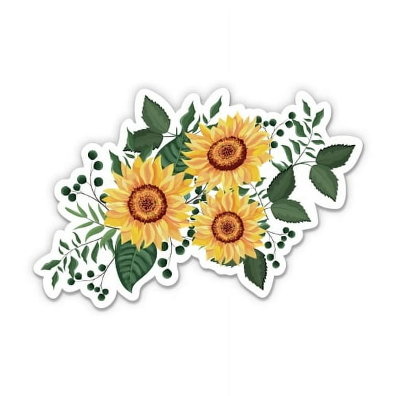 Sunflowers - 5" Vinyl Sticker - For Car Laptop I-Pad - Waterproof Decal