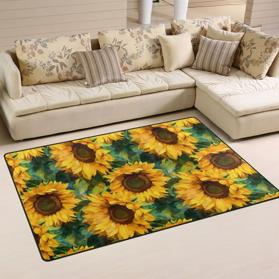 Sunflowers Area Floor Mats Non-Slip Rugs Soft Doormat 31 x 20 inch Carpet for Living Dining Room Bedroom Decorative