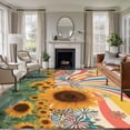 thumbnail image 1 of Sunflowers Area Rug 8x10 Washable Rug Non Slip Summer Botanical Floral Leaf Colorful Stripes Large Area Rug Soft Stainresistant Indoor Floor Carpet for Living Room Bedroom Home Office Dining Room, 1 of 8